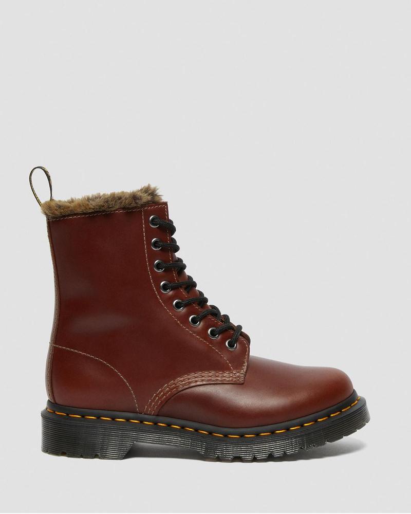 Botas de Invierno Dr Martens 1460 Serena Faux Fur Forro Mujer Marrom | MX 506QMA